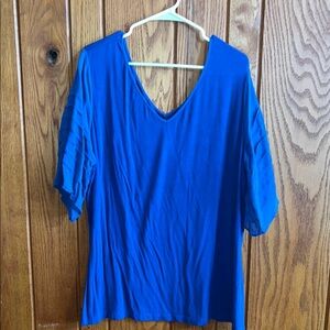 Soft Surroundings Blue Women's v-neck Top Plus Size 2X